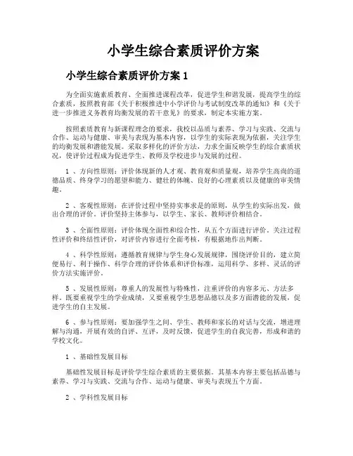 小学生综合素质评价方案