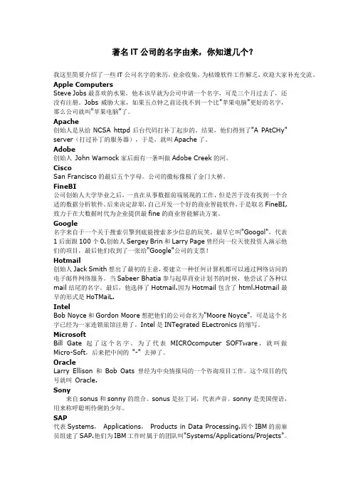著名IT公司的名字由来,你知道几个？