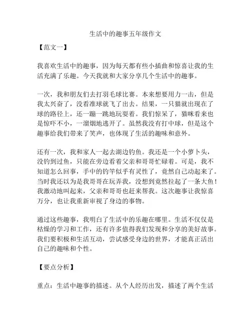生活中的趣事五年级作文