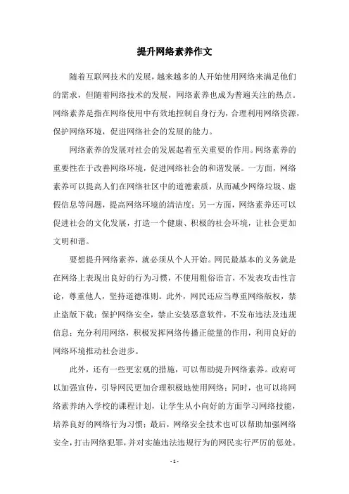 提升网络素养作文