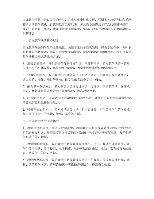 多元教学法的心得体会