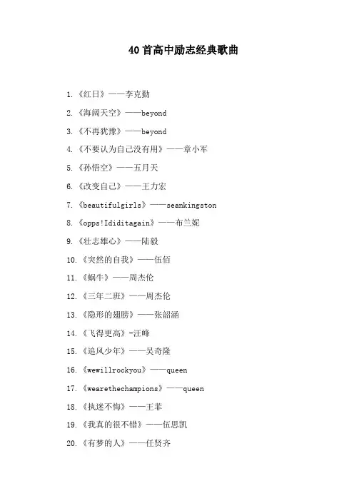 40首高中励志经典歌曲