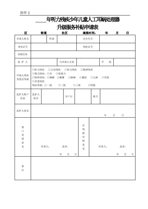 年听力残疾少年儿童人工耳蜗处理器