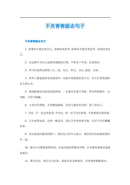不负青春励志句子