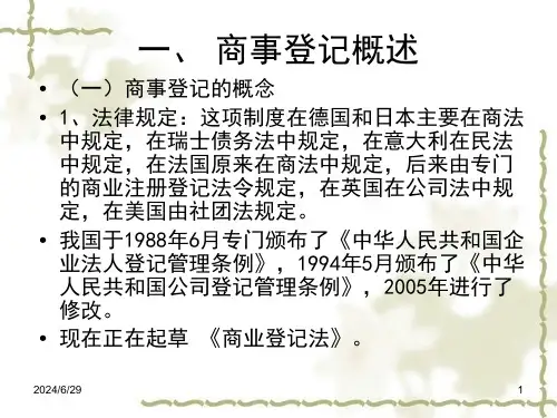 第八讲商事登记制度