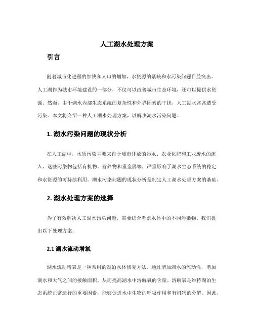 人工湖水处理方案