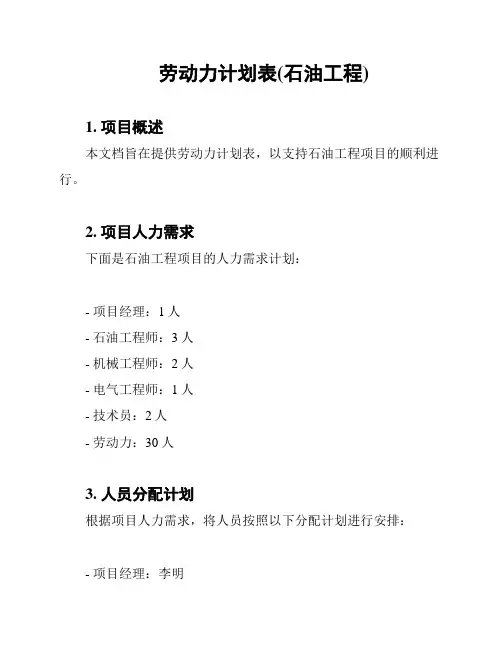 劳动力计划表(石油工程)