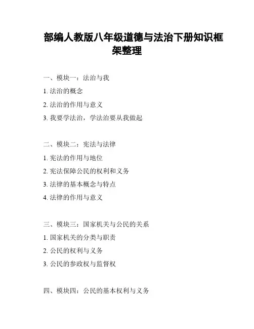 部编人教版八年级道德与法治下册知识框架整理