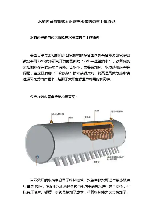 水箱内置盘管式太阳能热水器结构与工作原理