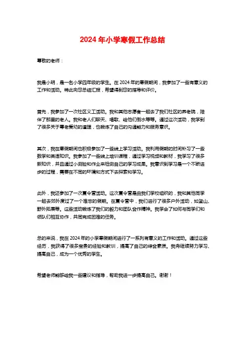 2024年小学寒假工作总结