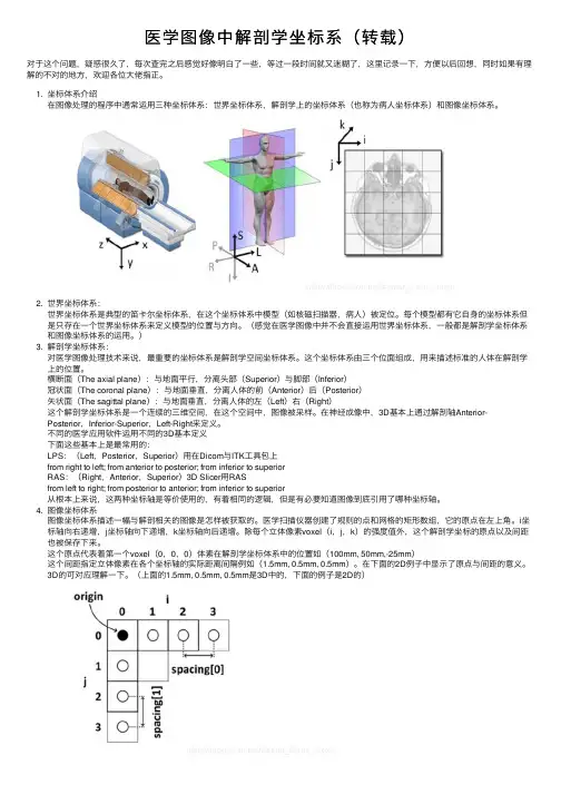 医学图像中解剖学坐标系（转载）