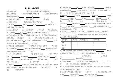 《人体的营养》基础知识