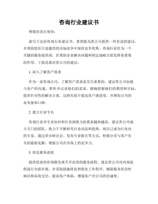 咨询行业建议书