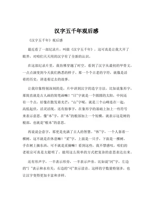 汉字五千年观后感