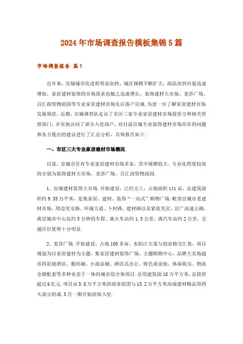 2024年市场调查报告模板集锦5篇