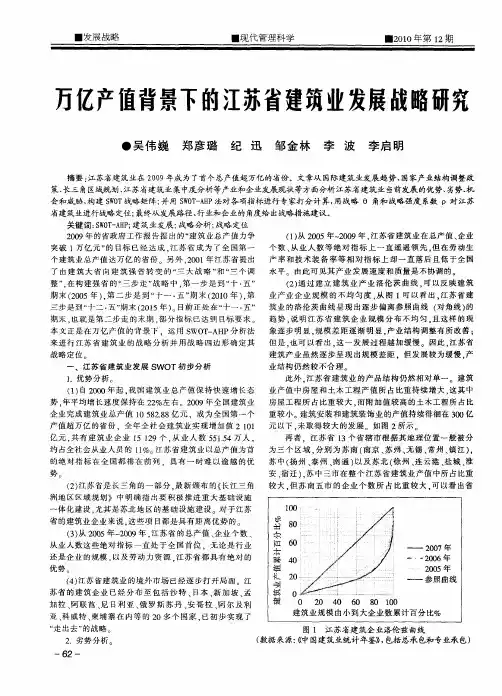 万亿产值背景下的江苏省建筑业发展战略研究