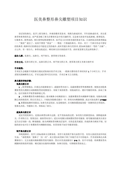 医美鼻整形鼻尖雕塑项目知识