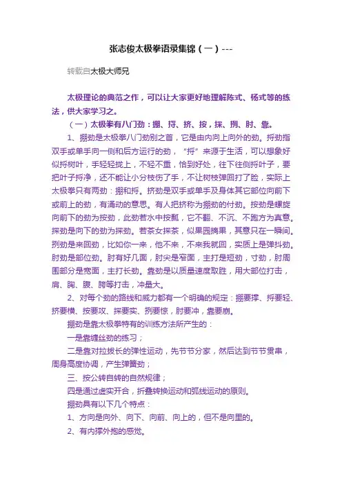 张志俊太极拳语录集锦（一）---