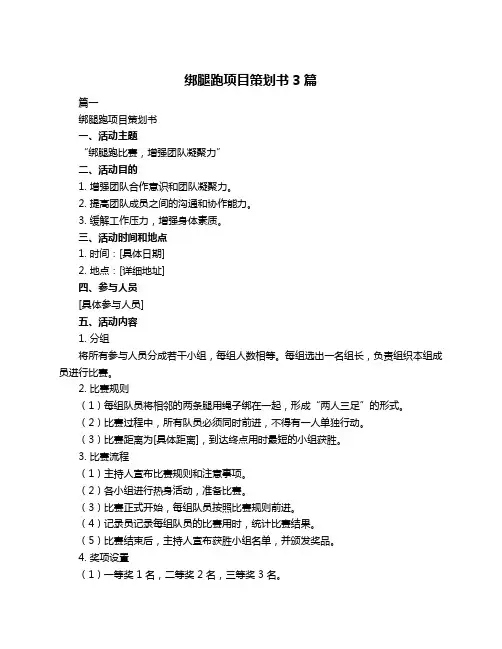 绑腿跑项目策划书3篇
