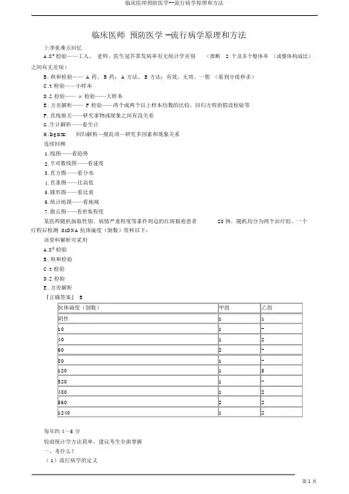 临床医师预防医学--流行病学原理和方法
