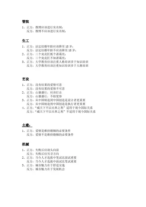 最新辩题1