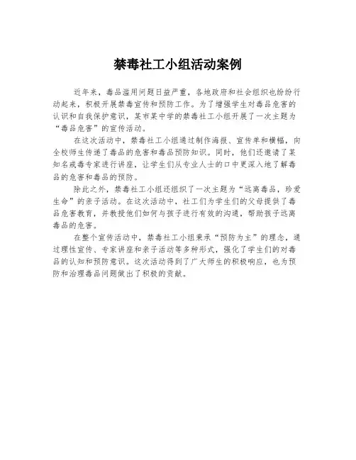 禁毒社工小组活动案例