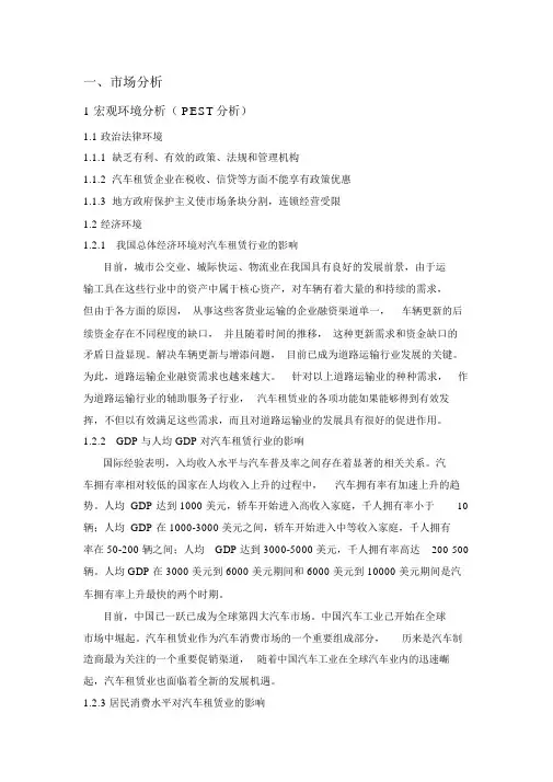 汽车租赁商业计划书