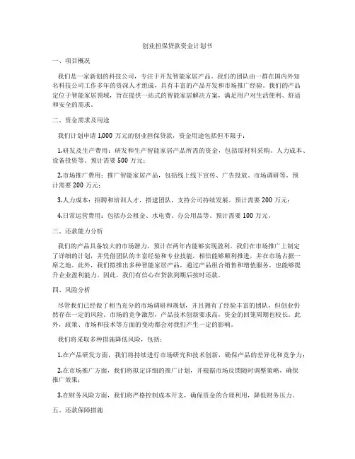 创业担保贷款资金计划书