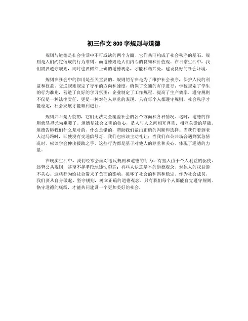初三作文800字规则与道德