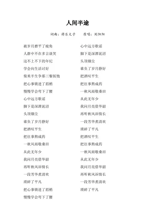《人间半途》歌词