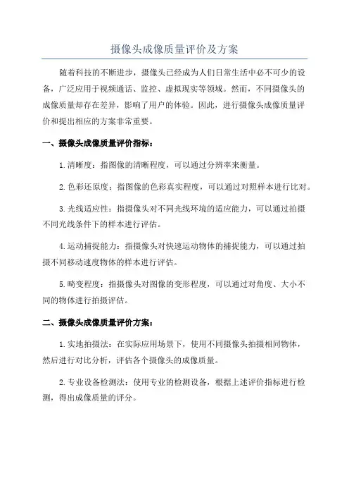摄像头成像质量评价及方案