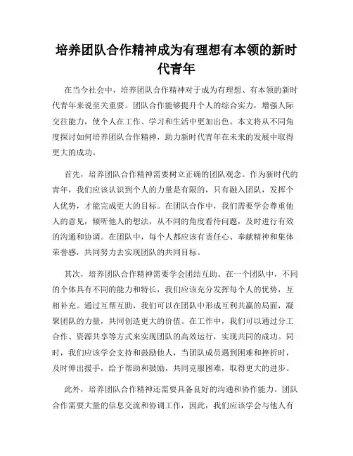 培养团队合作精神成为有理想有本领的新时代青年