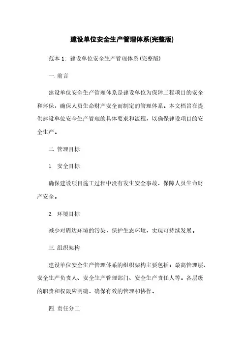 建设单位安全生产管理体系(完整版)
