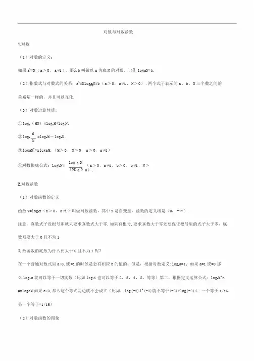 高中数学对数和对数函数知识点与例题讲解