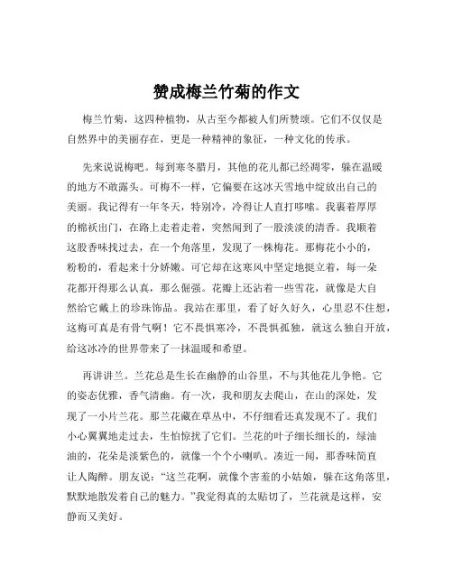 赞成梅兰竹菊的作文