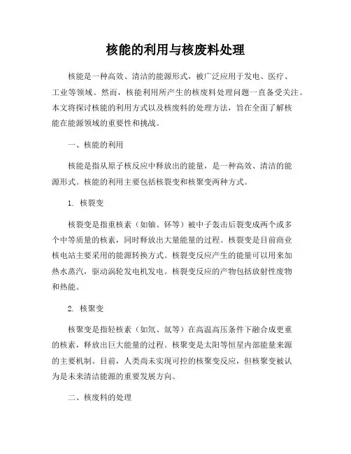 核能的利用与核废料处理