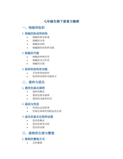 七年级生物下册复习提纲