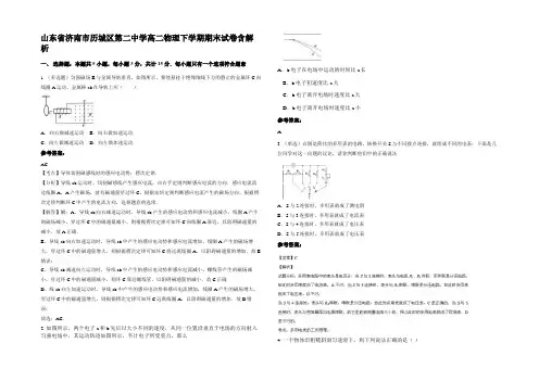 山东省济南市历城区第二中学高二物理下学期期末试卷含解析