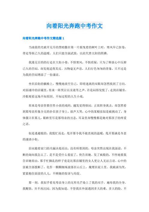 向着阳光奔跑中考作文
