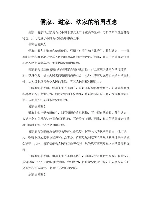 儒家、道家、法家的治国理念