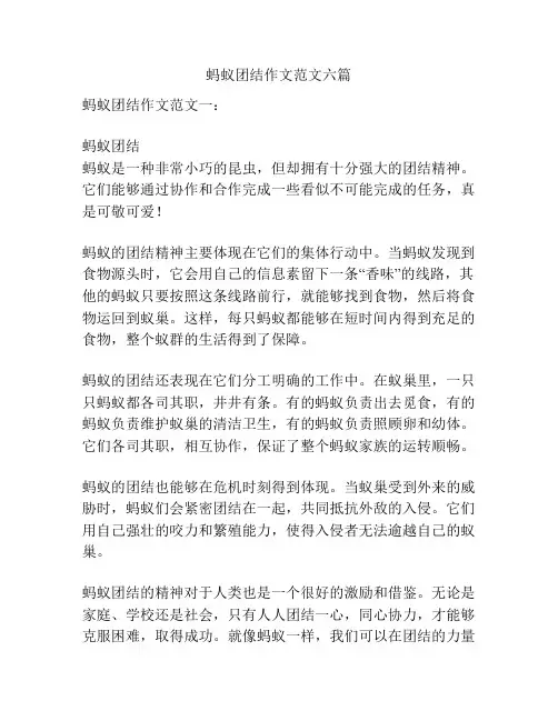 蚂蚁团结作文范文六篇