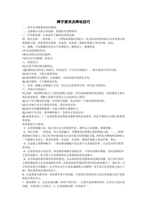 辩手要求