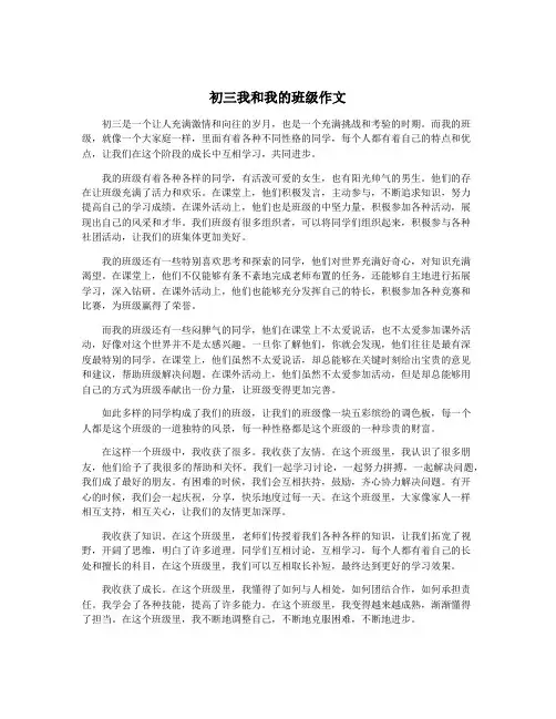 初三我和我的班级作文