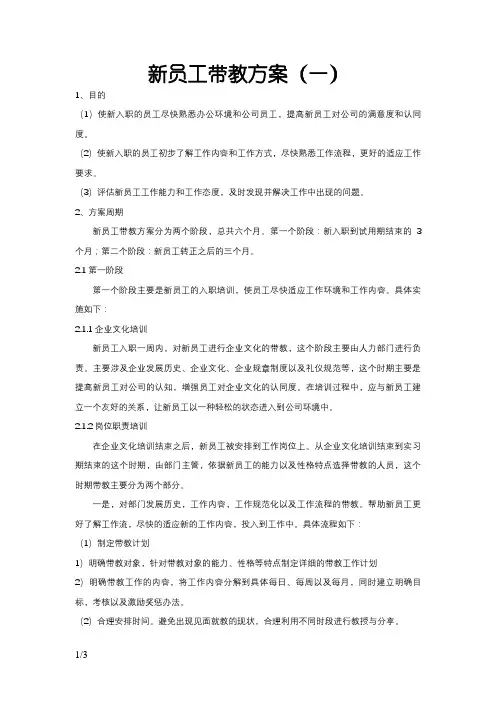 新员工带教方案