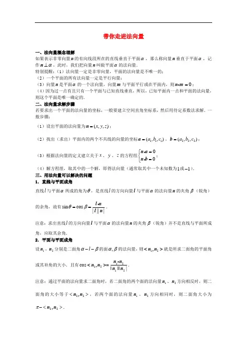 高一数学 带你走进法向量(法向量的理解与运用)
