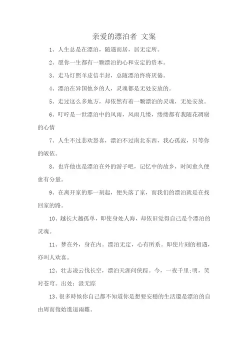 亲爱的漂泊者 文案