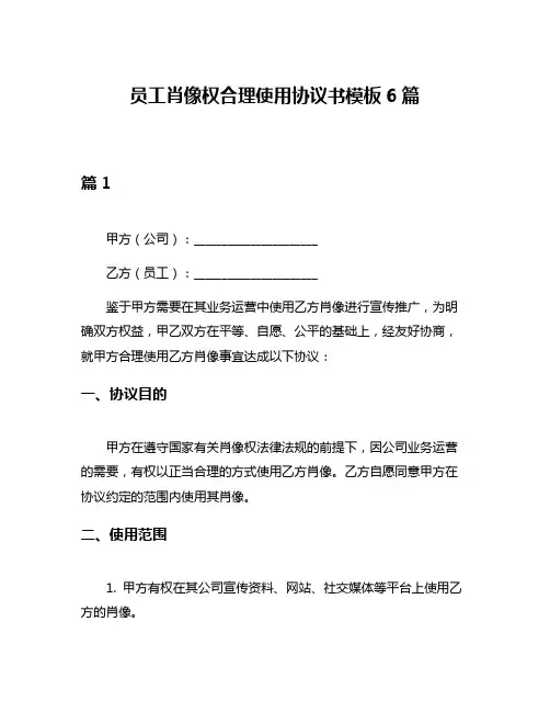 员工肖像权合理使用协议书模板6篇