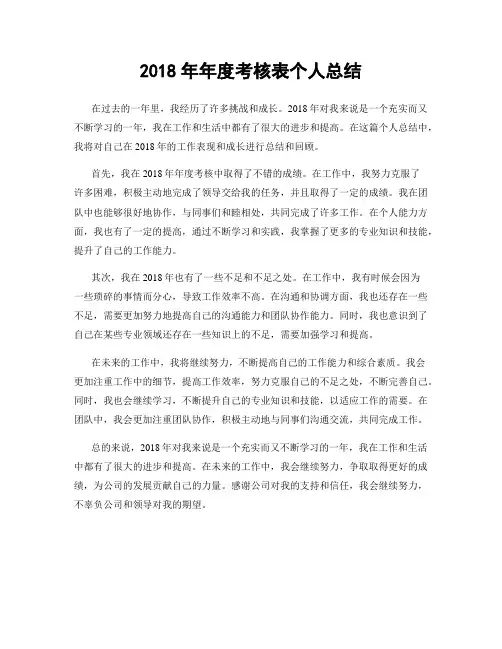 2018年年度考核表个人总结