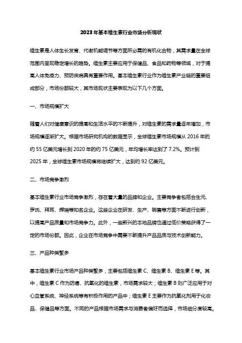 2023年基本维生素行业市场分析现状