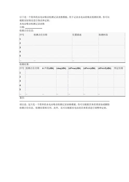 水电站噪音检测记录表格